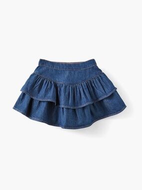 EUC COTTON ON Kid's Frill Denim Skirt-Mermaid Midnight Blue